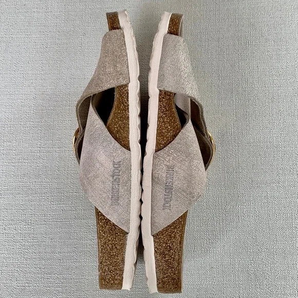 BIRKENSTOCK Big Buckle Siena Washed Metallic Rose Gold Leather Sandals Size 39 - Picture 4 of 10